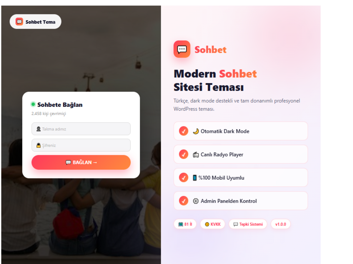 Sohbet Tema - Modern Sohbet Sitesi Teması